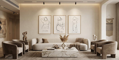 Feminine Body Line Art Prints | Minimalist Woman Set of 6 (Digital Download)