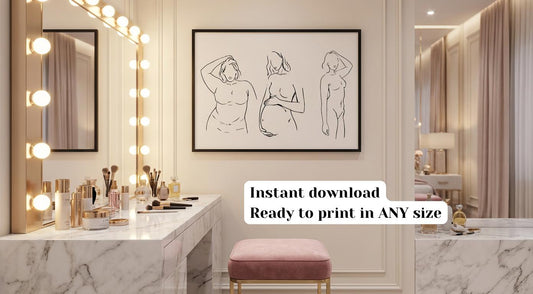Body Positive Line Art Print | Feminine Affirmations (Digital Download)