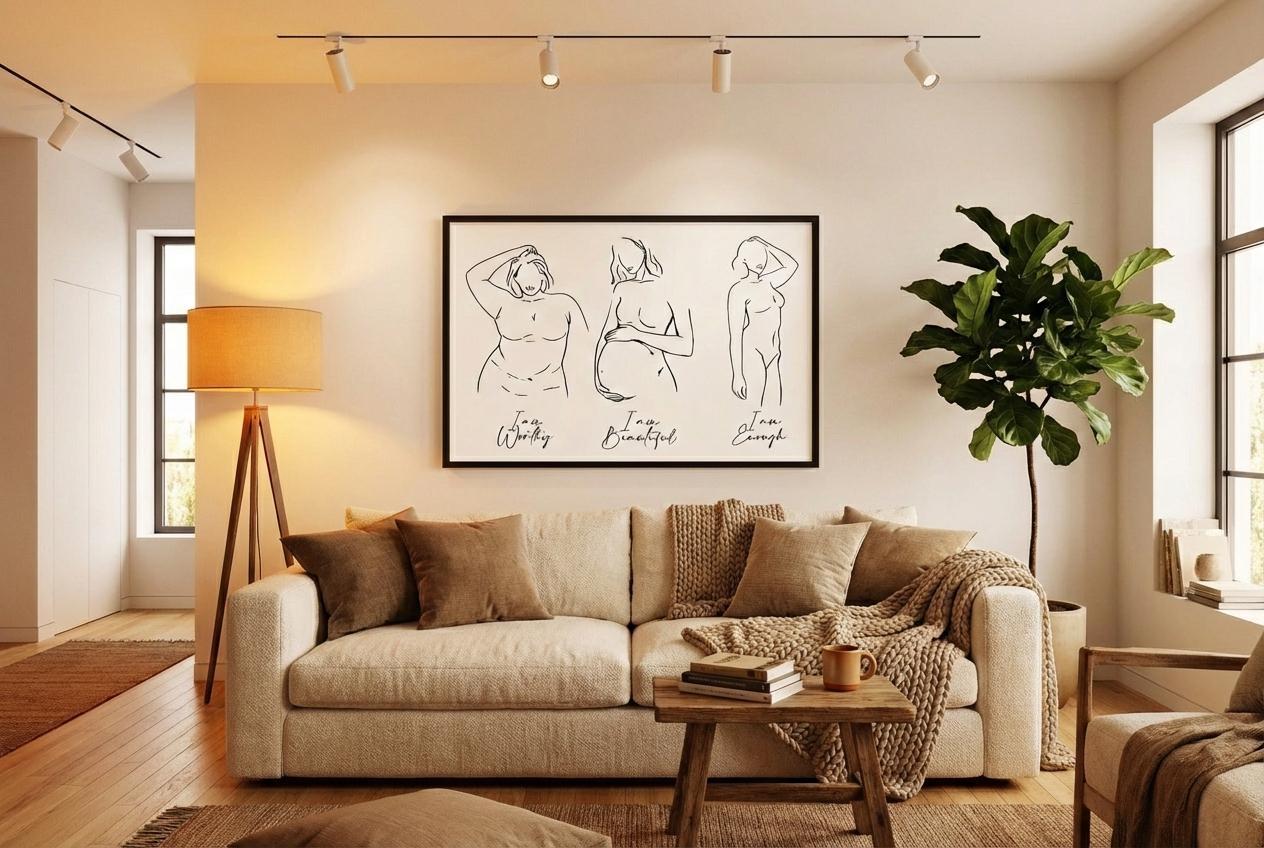 Body Positive Line Art Print | Feminine Affirmations (Digital Download)
