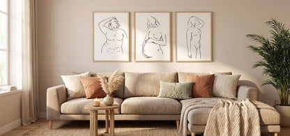 Feminine Body Line Art Prints | Minimalist Woman Set of 6 (Digital Download)